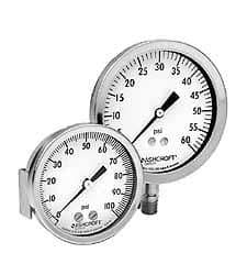 Ashcroft - 2-1/2" Dial, 1/4 Thread, 0-1,000 Scale Range, Pressure Gauge - Lower Connection Mount, Accurate to 1% of Scale - Americas Tooling