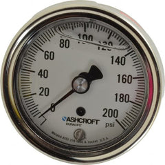 Ashcroft - 2-1/2" Dial, 1/4 Thread, 0-200 Scale Range, Pressure Gauge - Center Back Connection Mount, Accurate to 1% of Scale - Americas Tooling