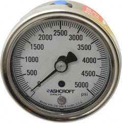 Ashcroft - 2-1/2" Dial, 1/4 Thread, 0-5,000 Scale Range, Pressure Gauge - Center Back Connection Mount, Accurate to 1% of Scale - Americas Tooling