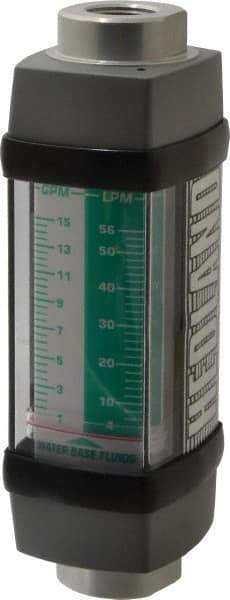 Hedland - 1/2" NPTF Port Water-Based Liquid Flowmeter - 3000 Max psi, 1 to 15 GPM, Anodized Aluminum - Americas Tooling