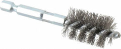 Schaefer Brush - 5/8 Inch Inside Diameter, 13/16 Inch Actual Brush Diameter, Carbon Steel, Power Fitting and Cleaning Brush - 1/4 Shank Diameter, 3-1/8 Inch Long, Hex Shaft Stem, 3/4 Inch Refrigeration Outside Diameter - Americas Tooling