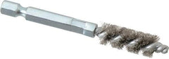 Schaefer Brush - 1/4 Inch Inside Diameter, 7/16 Inch Actual Brush Diameter, Stainless Steel, Power Fitting and Cleaning Brush - 1/4 Shank Diameter, 3-1/8 Inch Long, Hex Shaft Stem, 3/8 Inch Refrigeration Outside Diameter - Americas Tooling