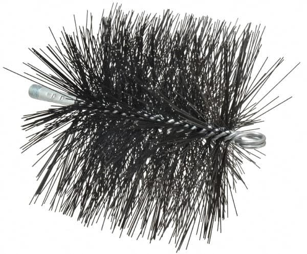 Schaefer Brush - 6", Square, Tempered Steel Wire Chimney Brush - 1/4" NPSM Male Connection - Americas Tooling