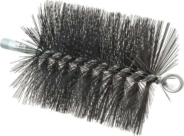 Schaefer Brush - 5" Diam Round, Tempered Steel Wire Chimney Brush - 1/4" NPSM Male Connection - Americas Tooling