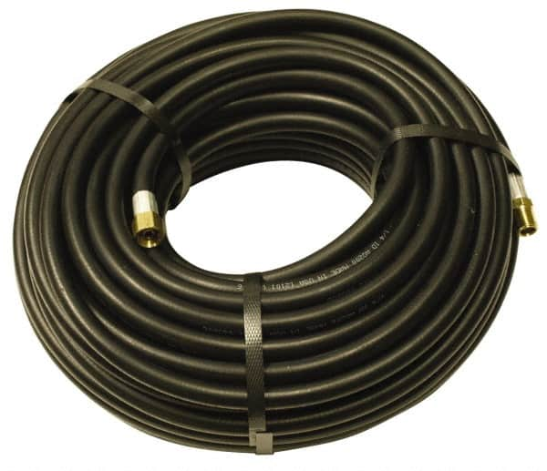 Alliance Hose & Rubber - 1/4" ID x 1/2" OD 100' Long Multipurpose Air Hose - MNPT x FNPT(Swivel) Ends, 200 Working psi, -40 to 190°F, 1/4" Fitting, Black - Americas Tooling