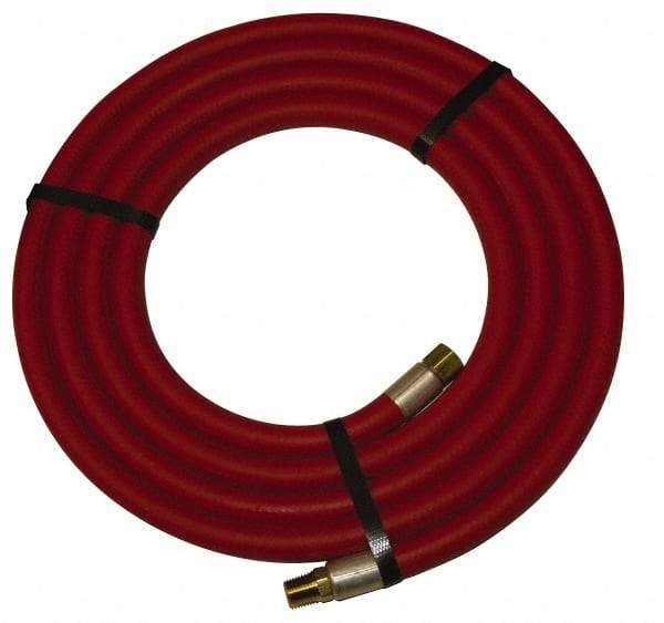 Alliance Hose & Rubber - 1-1/4" ID x 1-25/32" OD 10' Long Multipurpose Air Hose - MNPT x FNPT(Swivel) Ends, 150 Working psi, -40 to 190°F, 1-1/4" Fitting, Red - Americas Tooling