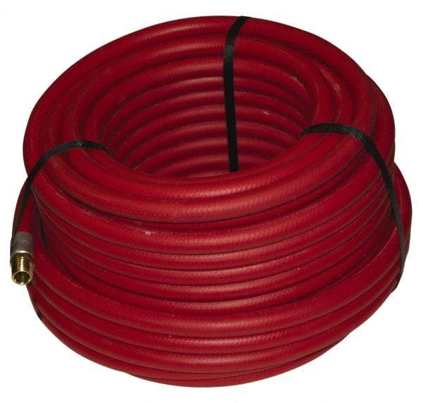 Alliance Hose & Rubber - 1" ID x 1-25/64" OD 100' Long Multipurpose Air Hose - MNPT x FNPT(Swivel) Ends, 300 Working psi, -40 to 190°F, 1" Fitting, Red - Americas Tooling