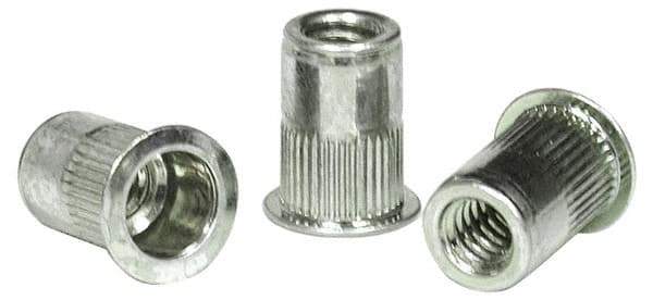 RivetKing - #6-32, 0.08 to 0.13" Grip, 17/64" Drill, Aluminum Standard Rivet Nut - Uncoated, Countersunk Head - Americas Tooling