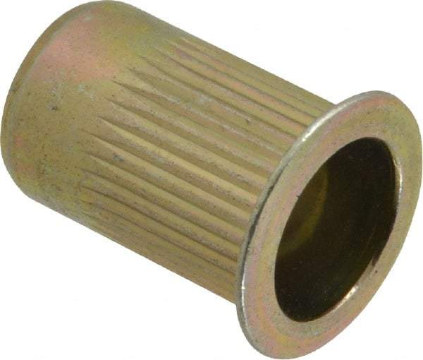 RivetKing - 0.13 to 0.225" Grip, Steel Standard Rivet Nut - Zinc Yellow Dichromate Finish, Countersunk Head - Americas Tooling