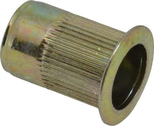 RivetKing - 0.13 to 0.225" Grip, Steel Standard Rivet Nut - Zinc Yellow Dichromate Finish, Countersunk Head - Americas Tooling