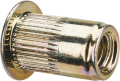 RivetKing - #10-32, 0.02 to 0.13" Grip, Steel Standard Rivet Nut - Zinc Yellow Dichromate Finish, Countersunk Head - Americas Tooling