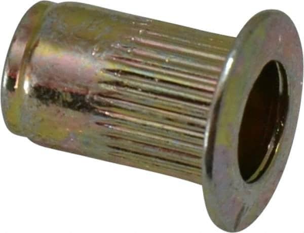 RivetKing - #6-32, 0.02 to 0.08" Grip, Steel Standard Rivet Nut - Zinc Yellow Dichromate Finish, Countersunk Head - Americas Tooling