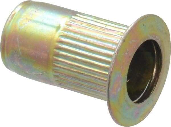 RivetKing - #8-32, 0.08 to 0.13" Grip, Steel Standard Rivet Nut - Zinc Yellow Dichromate Finish, Countersunk Head - Americas Tooling