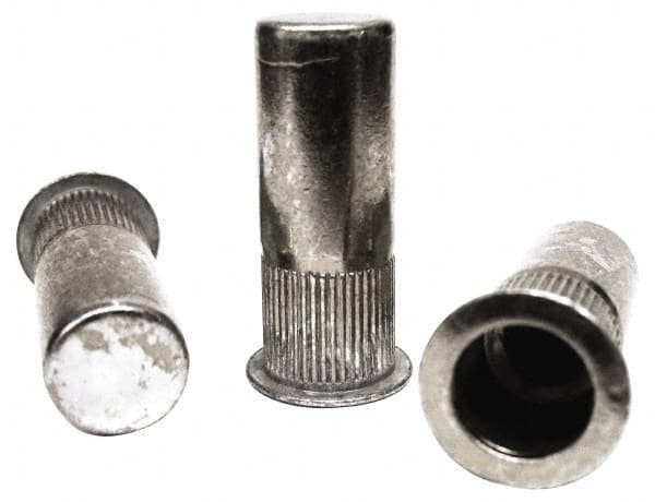 RivetKing - #6-32, 0.02 to 0.08" Grip, 17/64" Drill, Steel Closed End Knurled Rivet Nut - Zinc Yellow Dichromate Finish, Countersunk Head - Americas Tooling