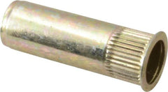 RivetKing - 1/4-20, 0.027 to 0.165" Grip, 25/64" Drill, Steel Closed End Knurled Rivet Nut - Zinc Yellow Dichromate Finish, Countersunk Head - Americas Tooling