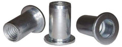 RivetKing - #10-32, 0.13 to 0.18" Grip, 1/4" Drill, Aluminum Standard Rivet Nut - Uncoated, Round Head - Americas Tooling