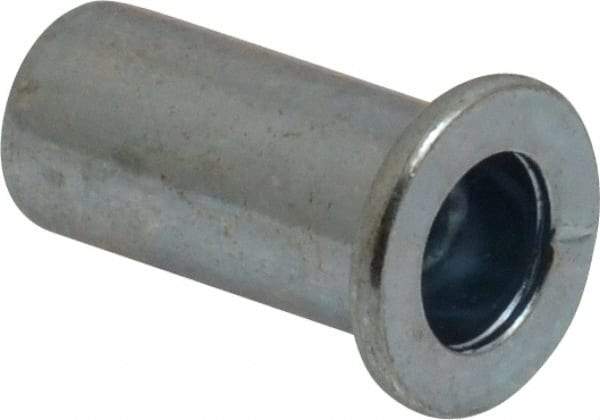 RivetKing - 1/4-20, 0.08 to 0.14" Grip, Steel Standard Rivet Nut - Zinc Plated, Drill Size Letter Q, Round Head - Americas Tooling