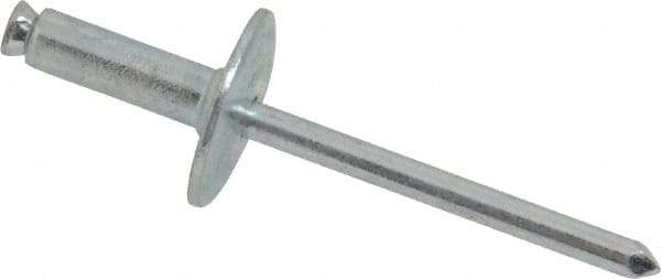 RivetKing - Size 8-18 Dome Head Steel Flush on Both Sides Blind Rivet - Steel Mandrel, 7/8" to 1-1/8" Grip, 5/8" Head Diam, 0.255" Min Hole Diam, 0.82" Length Under Head, 1/4" Body Diam - Americas Tooling