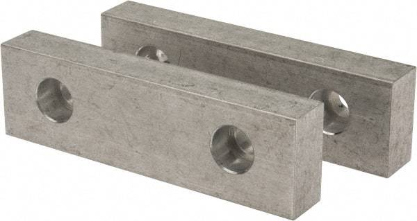 Gibraltar - 5-1/8" Wide x 1-1/2" High x 3/4" Thick, Flat/No Step Vise Jaw - Soft, Aluminum, Fixed Jaw, Compatible with 5" Vises - Americas Tooling