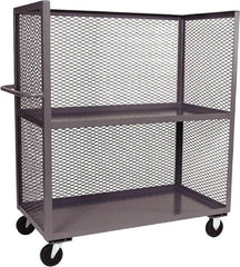 Jamco - 2,000 Lb Capacity, 2 Shelf, 3-Sided Steel Truck - 48" Long x 24" Wide x 57" High, 6" Diam Phenolic Resin Wheels - Americas Tooling