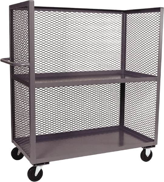 Jamco - 2,000 Lb Capacity, 2 Shelf, 3-Sided Steel Truck - 36" Long x 24" Wide x 57" High, 6" Diam Phenolic Resin Wheels - Americas Tooling