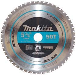 Makita - 5-3/8" Diam, 5/8" Arbor Hole Diam, 50 Tooth Wet & Dry Cut Saw Blade - Carbide-Tipped, General Purpose Action, Standard Round Arbor - Americas Tooling