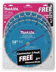 Makita - 14" Diam, 20mm Arbor Hole Diam, Wet & Dry Cut Saw Blade - Diamond-Tipped, Standard Round Arbor - Americas Tooling