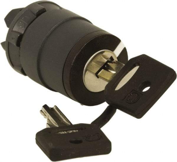 Schneider Electric - 22mm Mount Hole, 2 Position, Key Operated, Selector Switch Only - Black, Momentary (MO), Nonilluminated, Shock, Vibration and Water Resistant - Americas Tooling