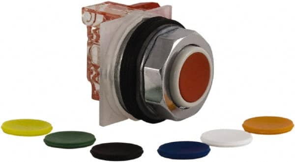 Schneider Electric - 30mm Mount Hole, Extended Straight, Pushbutton Switch with Contact Block - Multicolored Pushbutton, Momentary (MO) - Americas Tooling