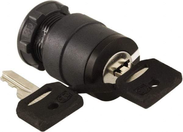 Schneider Electric - 22mm Mount Hole, 2 Position, Key Operated, Selector Switch Only - Black, Maintained (MA), Nonilluminated, Shock, Vibration and Water Resistant - Americas Tooling