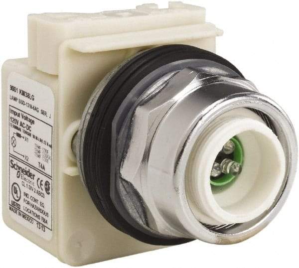 Schneider Electric - Extended Straight Pushbutton Switch Operator - Green, Round Button, LED Lamp, Illuminated - Americas Tooling