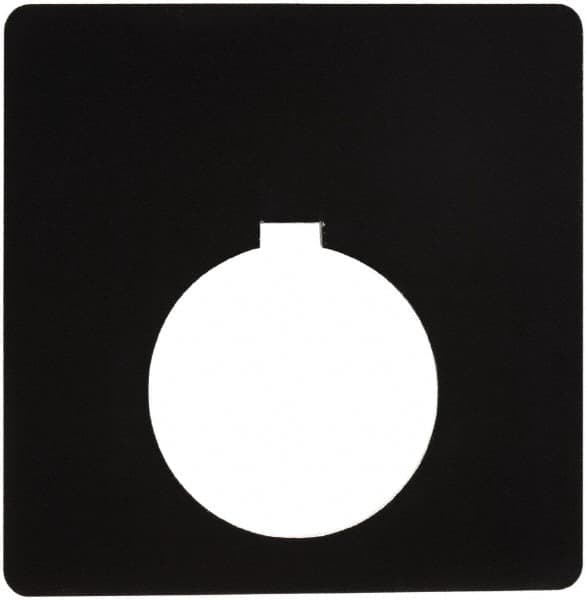 Schneider Electric - Square, Plastic Legend Plate - Blank - Black Background, White Letters, 1.2 Inch Hole Diameter, 2-1/2 Inch Square - Americas Tooling