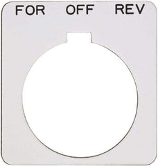 Schneider Electric - Square, Plastic Legend Plate - Forward-Off-Reverse - White Background, Black Letters, 1.22 Inch Hole Diameter, 1-3/4 Inch Square - Americas Tooling