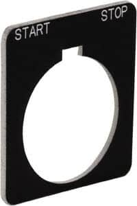 Schneider Electric - Square, Plastic Legend Plate - Start-Stop - Black Background, White Letters, 1.22 Inch Hole Diameter, 1-3/4 Inch Square - Americas Tooling