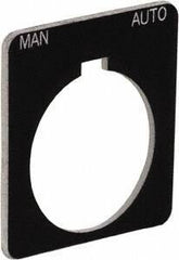 Schneider Electric - Square, Plastic Legend Plate - Manual-Auto - Black Background, White Letters, 1.22 Inch Hole Diameter, 1-3/4 Inch Square - Americas Tooling