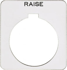 Schneider Electric - Square, Plastic Legend Plate - Raise - White Background, Black Letters, 1.22 Inch Hole Diameter, 1-3/4 Inch Square - Americas Tooling