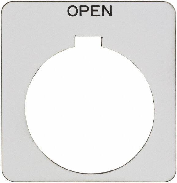 Schneider Electric - Square, Plastic Legend Plate - Open - White Background, Black Letters, 1.22 Inch Hole Diameter, 1-3/4 Inch Square - Americas Tooling