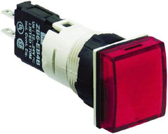 Schneider Electric - 12-24 VAC/VDC Red Lens LED Pilot Light - Square Lens, Quick Connect Connector, 18mm Wide, Vibration Resistant - Americas Tooling