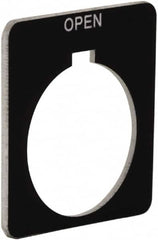 Schneider Electric - Square, Plastic Legend Plate - Open - Black Background, White Letters, 1.2 Inch Hole Diameter, 1-3/4 Inch Square - Americas Tooling