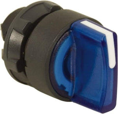 Schneider Electric - 22mm Mount Hole, 3 Position, Handle Operated, Selector Switch Only - Blue, Maintained (MA), Illuminated, Shock, Vibration and Water Resistant - Americas Tooling