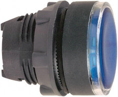 Schneider Electric - 22mm Mount Hole, Flush, Pushbutton Switch Only - Round, Blue Pushbutton, Illuminated, Momentary (MO) - Americas Tooling