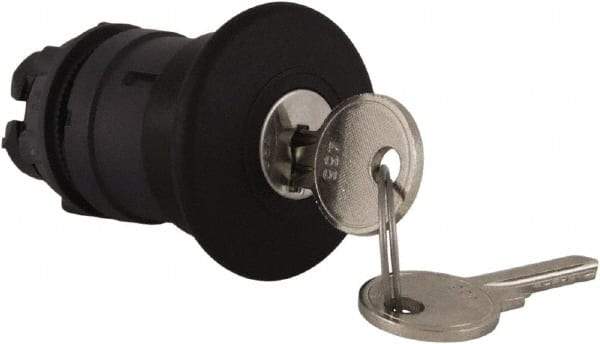 Schneider Electric - 22mm Mount Hole, Extended Mushroom Head, Pushbutton Switch Only - Round, Black Pushbutton, Nonilluminated, Maintained (MA) - Americas Tooling