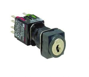 Schneider Electric - 16mm Mount Hole, Key Operated, Selector Switch - Black, Maintained (MA), NO/NC, Vibration Resistant - Americas Tooling