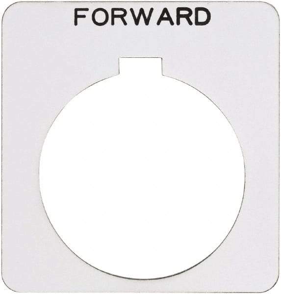 Schneider Electric - Square, Plastic Legend Plate - Forward - White Background, Black Letters, 1.22 Inch Hole Diameter, 1-3/4 Inch Square - Americas Tooling