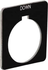 Schneider Electric - Square, Plastic Legend Plate - Down - Black Background, White Letters, 1.22 Inch Hole Diameter, 1-3/4 Inch Square - Americas Tooling