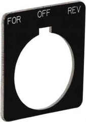 Schneider Electric - Square, Plastic Legend Plate - Forward-Off-Reverse - Black Background, White Letters, 1.22 Inch Hole Diameter, 1-3/4 Inch Square - Americas Tooling