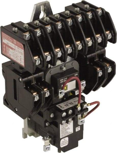 Square D - No Enclosure, 12 Pole, Mechanically Held Lighting Contactor - 20 A (Tungsten), 30 A (Fluorescent), 110 VAC at 50 Hz, 120 VAC at 60 Hz, 12NC Contact Configuration - Americas Tooling