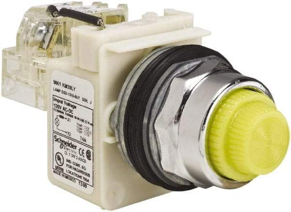 Schneider Electric - 120 VAC Yellow Lens LED Indicating Light - Screw Clamp Connector - Americas Tooling