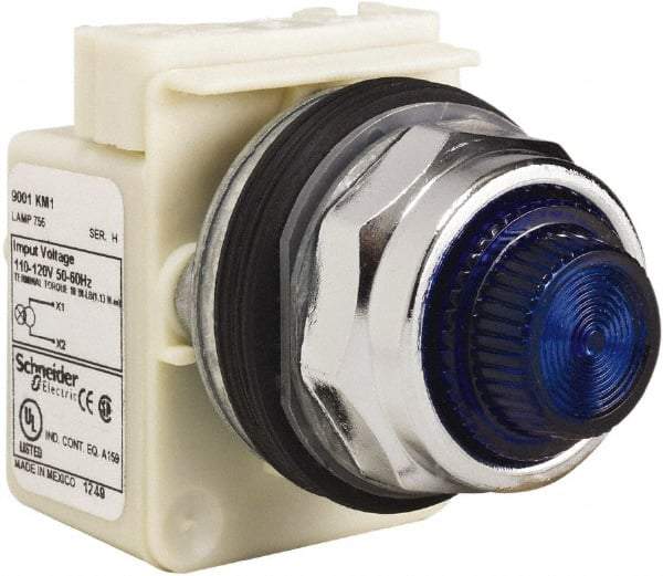 Schneider Electric - 120 VAC Blue Lens Indicating Light - Screw Clamp Connector - Americas Tooling