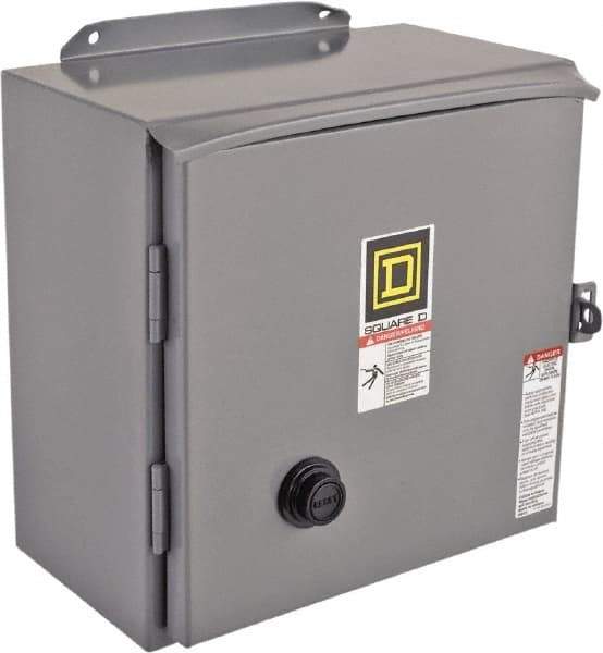 Square D - 440 Coil VAC at 50 Hz, 480 Coil VAC at 60 Hz, 18 Amp, Reversible Enclosed Enclosure NEMA Motor Starter - 3 Phase hp: 3 at 200 VAC, 3 at 230 VAC, 5 at 460 VAC, 5 at 575 VAC, 12 Enclosure Rating - Americas Tooling